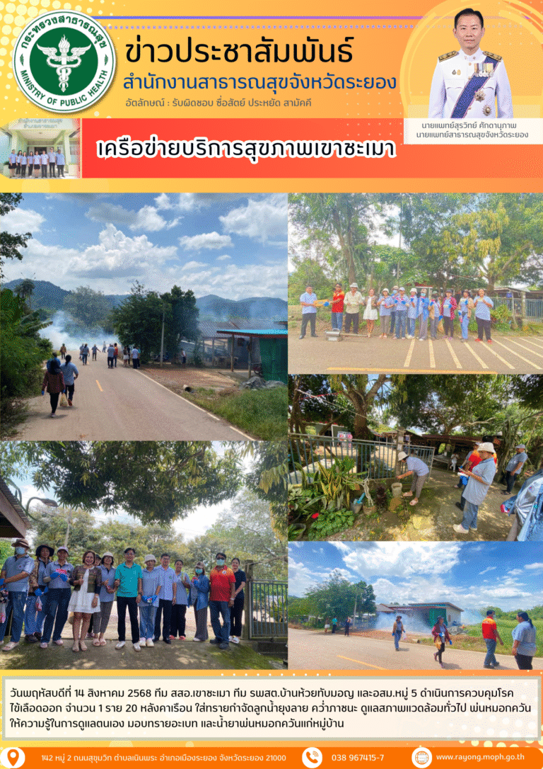 เครือข่ายสุขภาพอำเภอเขาชะเมา ดำเนินการควบคุมโรคไข้เลือดออก