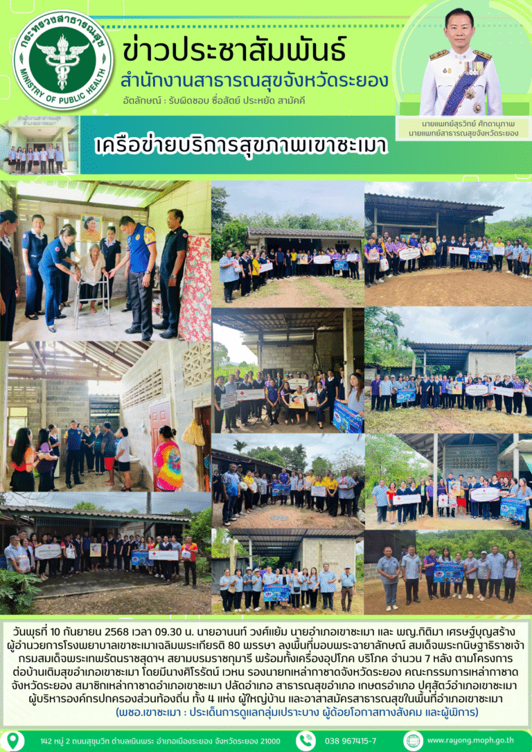 ลงพื้นที่มอบพระฉายาลักษณ์ สมเด็จพระกนิษฐาธิราชเจ้าฯ พร้อมทั้งเครื่องอุปโภค บริโภคตามโครงการต่อบ้านเติมสุขอำเภอเขาชะเมา
