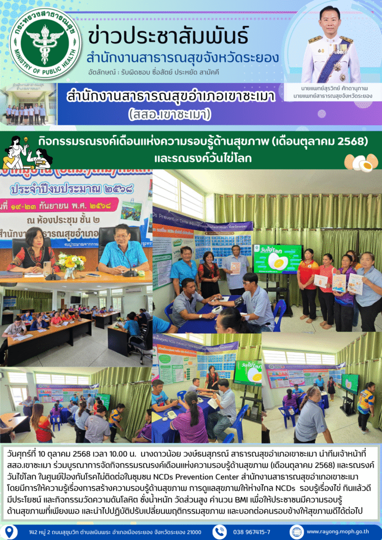 กิจกรรมรณรงค์เดือนแห่งความรอบรู้ด้านสุขภาพ (เดือนตุลาคม 2568) และรณรงค์วันไข่โลก